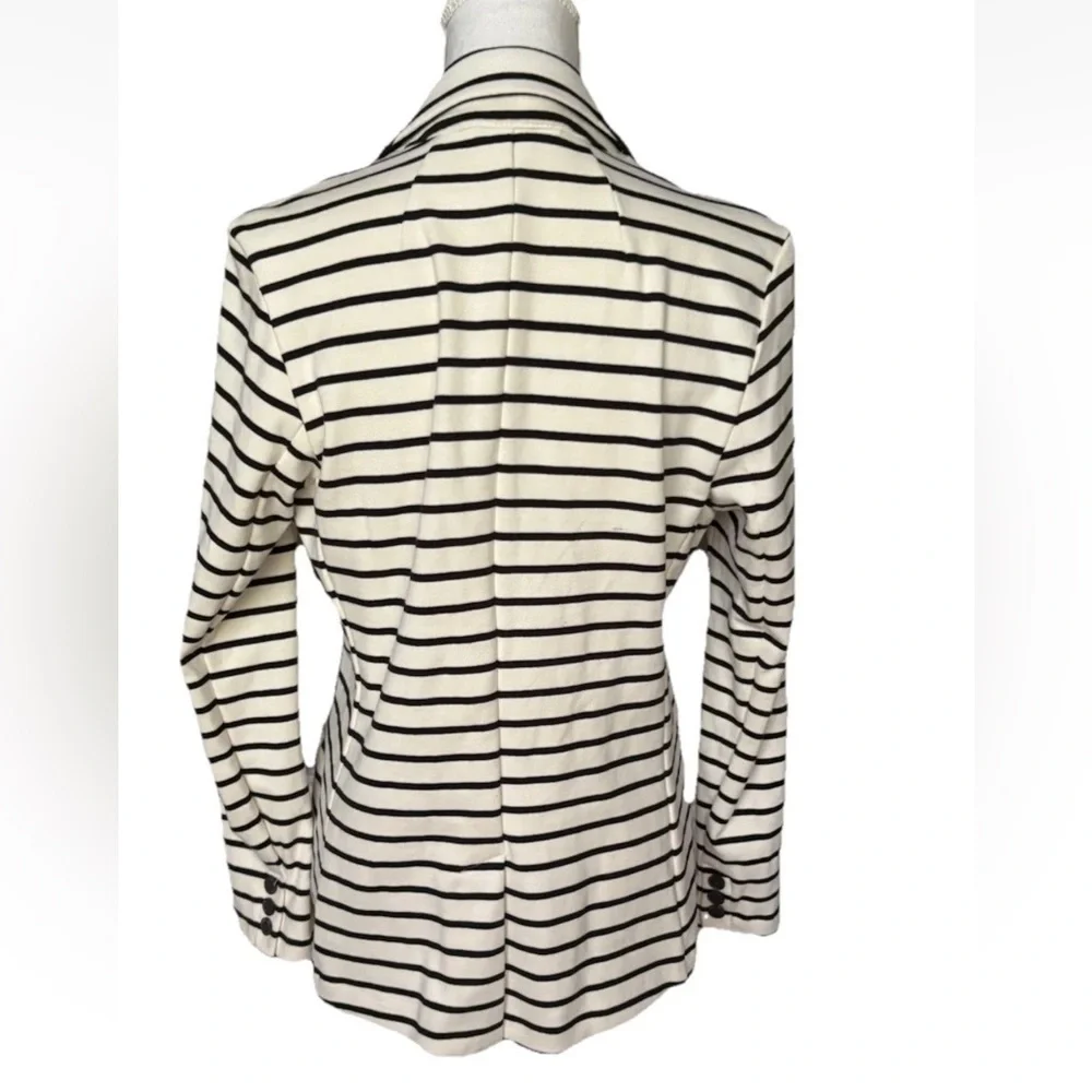 Old Navy Women's Long Sleeve Stripe Blazer Jacket Size M Stretch Nautical Preppy